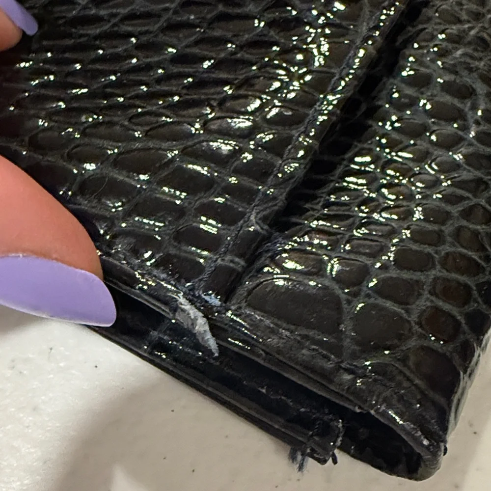 Abas Black Croc Embossed Envelope Clutch